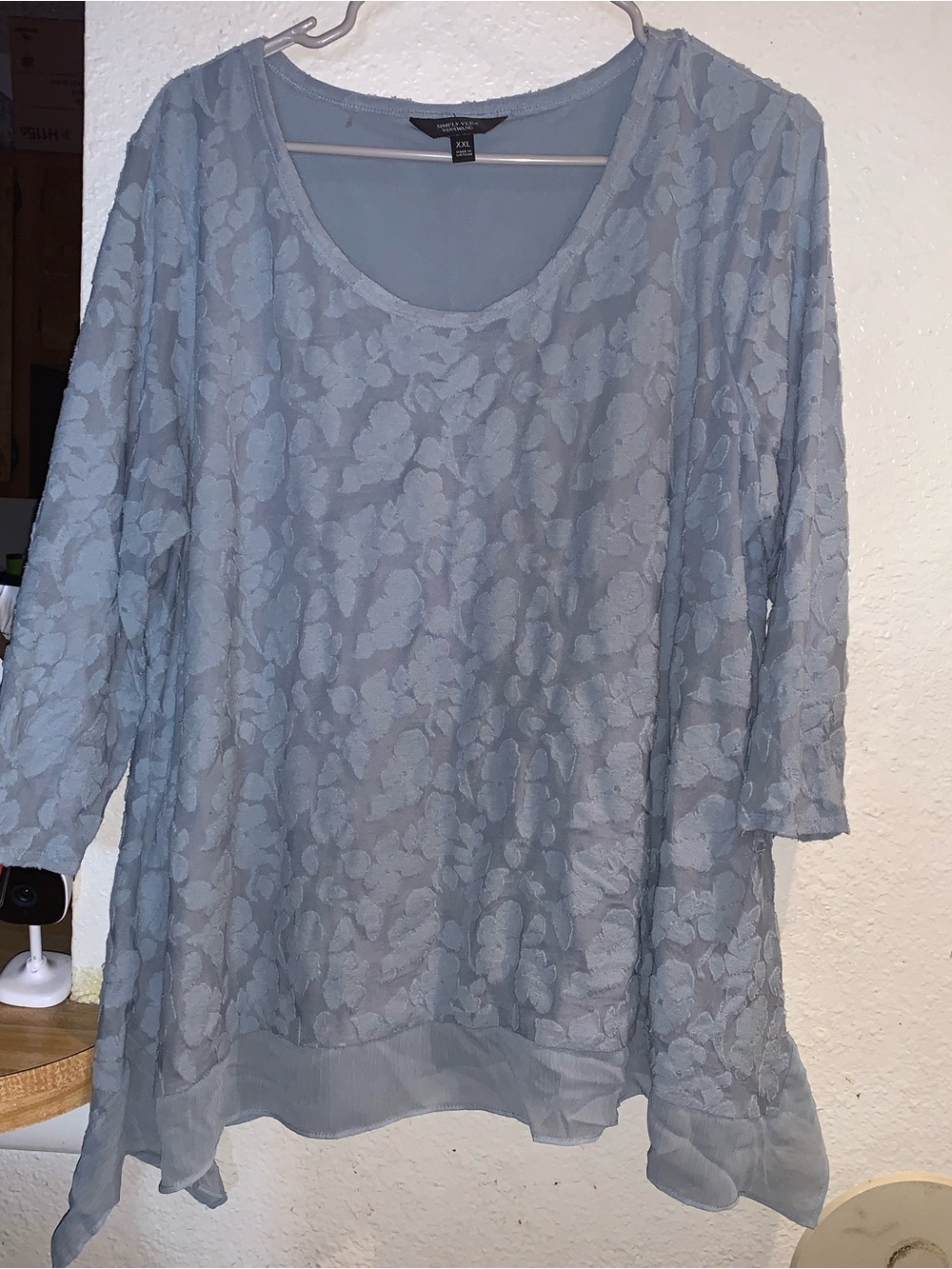 Simply Vera Vera Wang Powder Blue Lace Layered Blouse